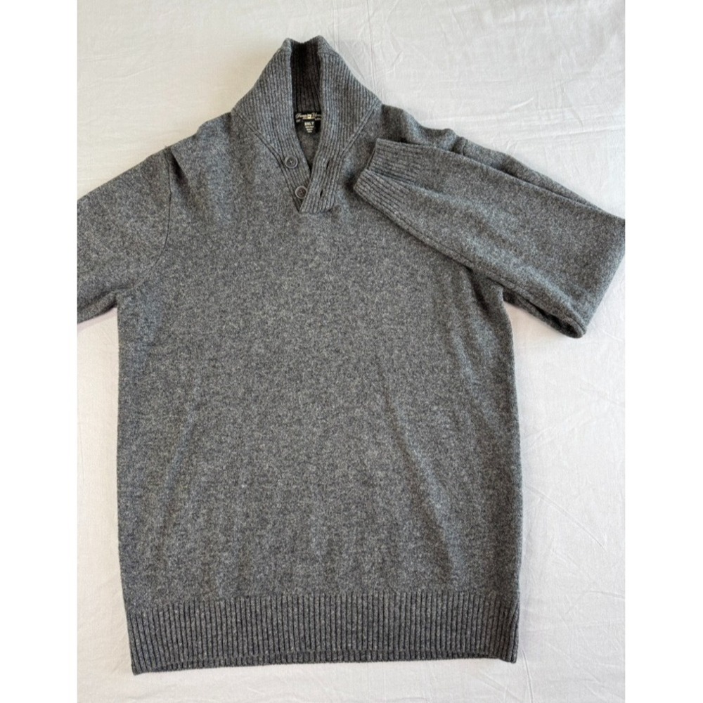 Pronto Uomo Sweater Men's Size‎ 2XLT Gray 100% Wool Classic Shawl Collar